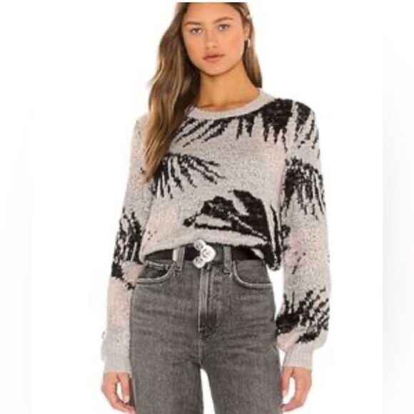 Le Superbe Sweater in Tropi-Call Crewneck Grey Black Pink XS Reg. $325 NWT - Picture 2 of 7